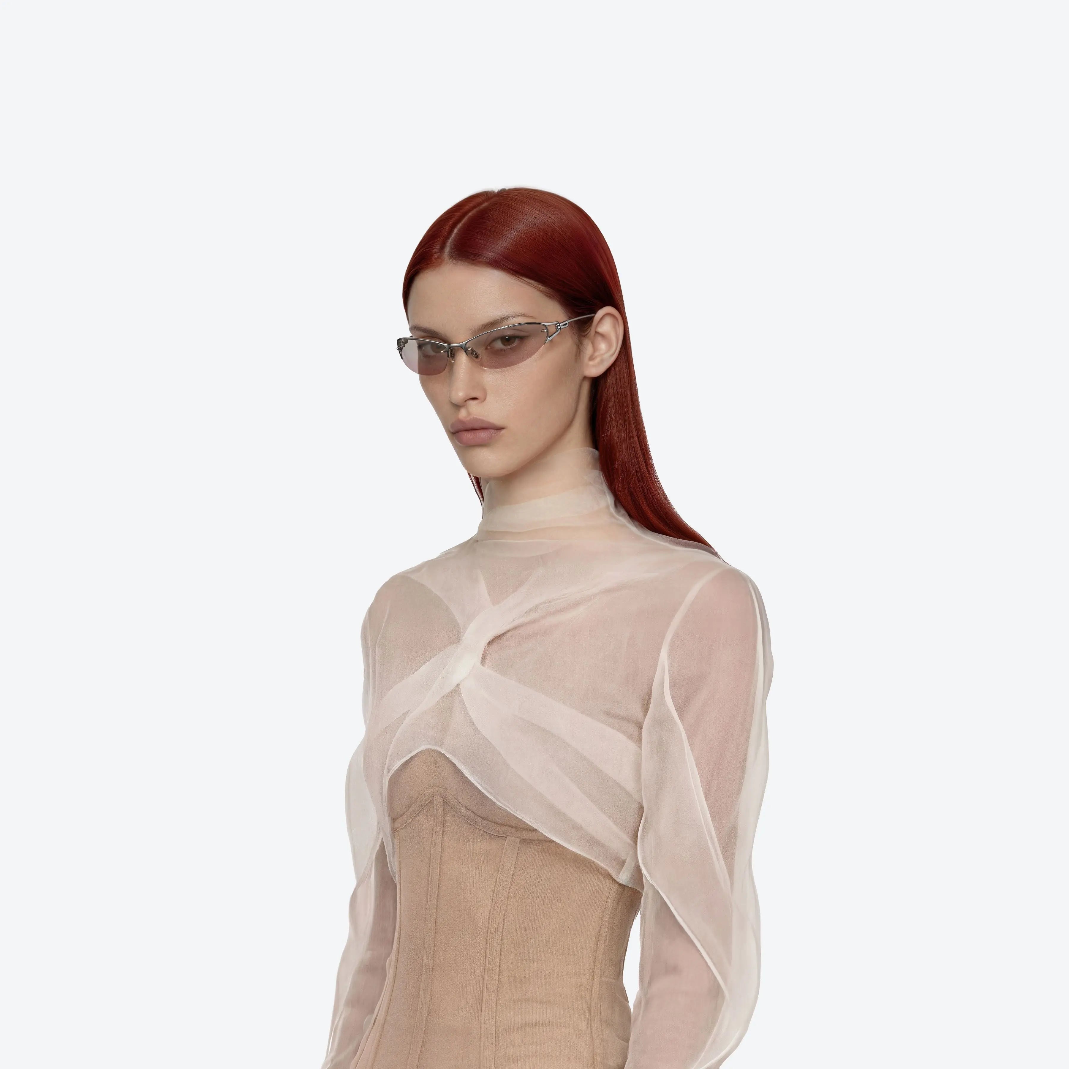 Lunettes de Soleil Femme Wraparound Argenté/Brun - Gentle Monster Futura 03 by Skyler Eyes