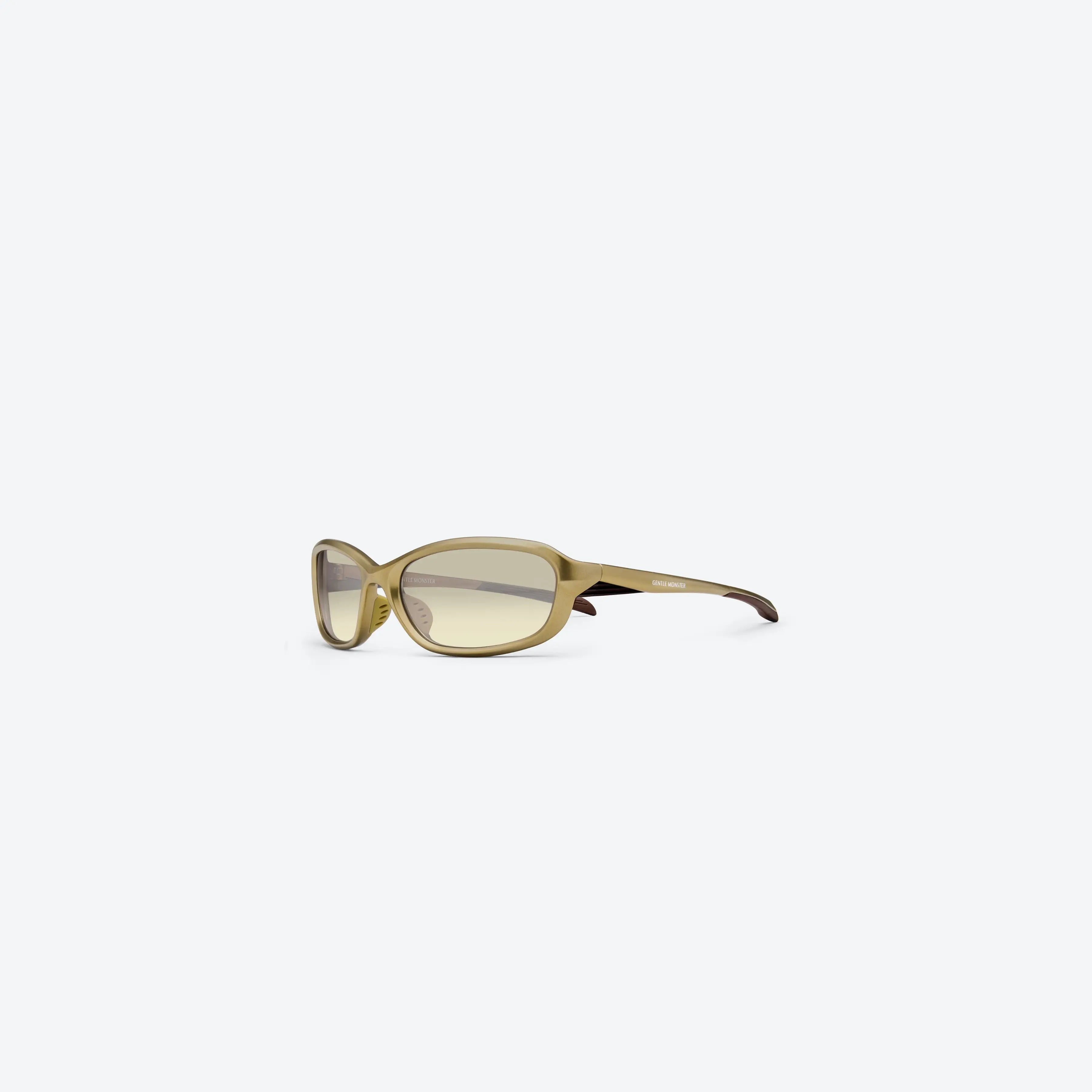 Lunettes de Soleil Homme Wraparound Or/Gris - Gentle Monster Volt MGD2 by Skyler Eyes