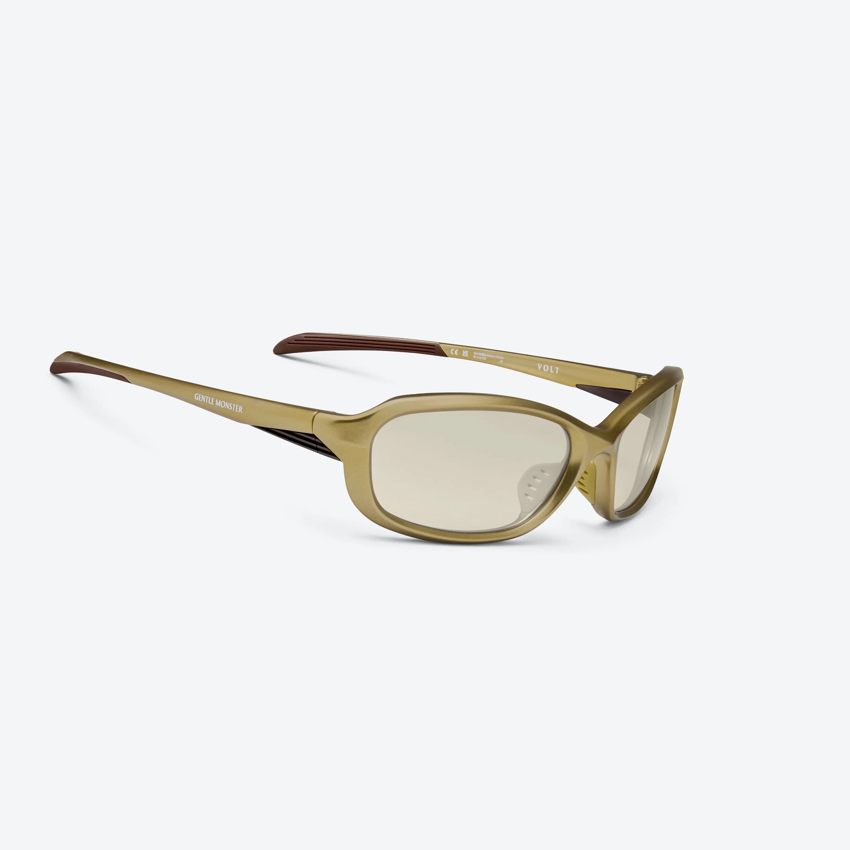 Lunettes de Soleil Homme Wraparound Or/Gris - Gentle Monster Volt MGD2 by Skyler Eyes