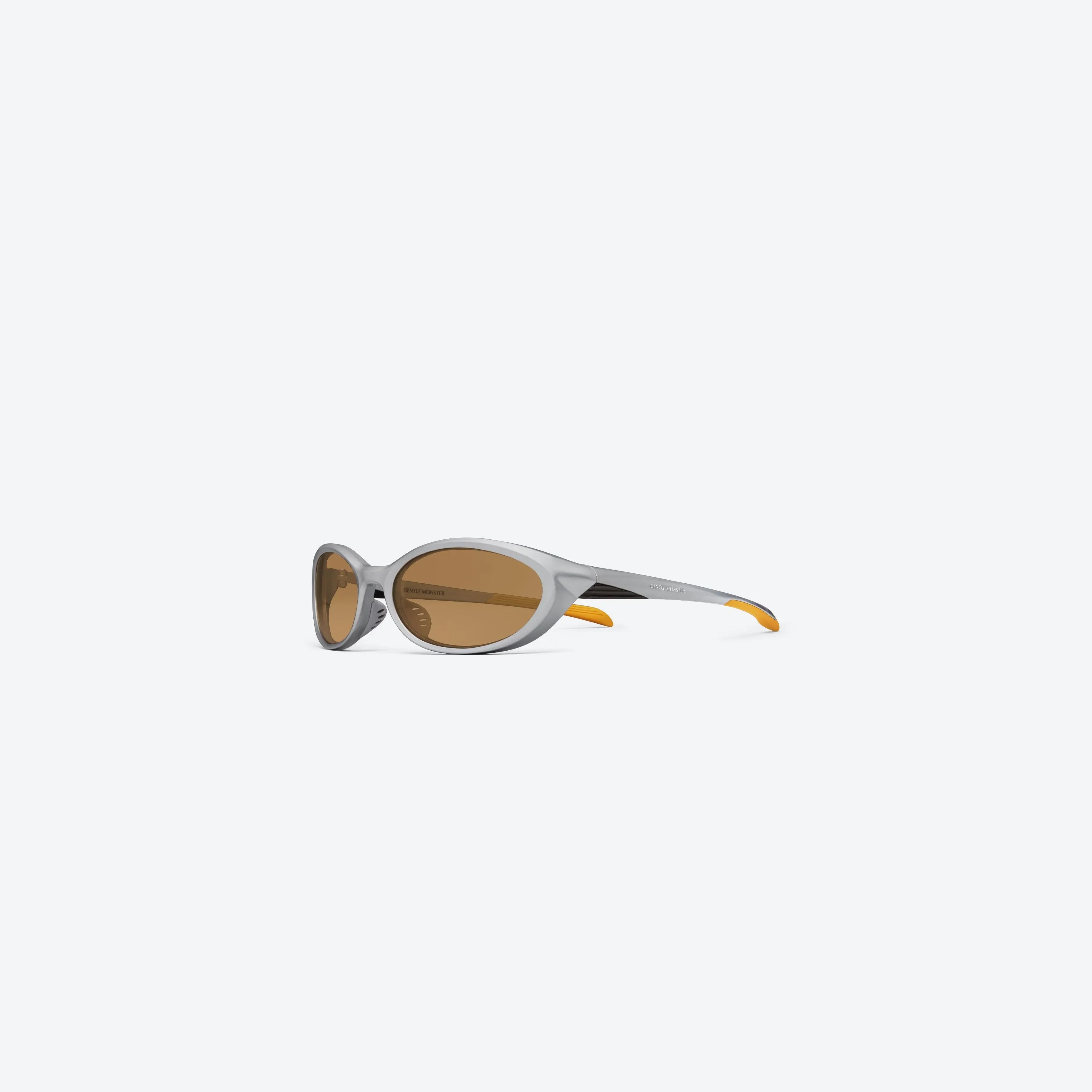 Lunettes de Soleil Homme Wraparound Gris/Brun - Gentle Monster Rim MG22 by Skyler Eyes