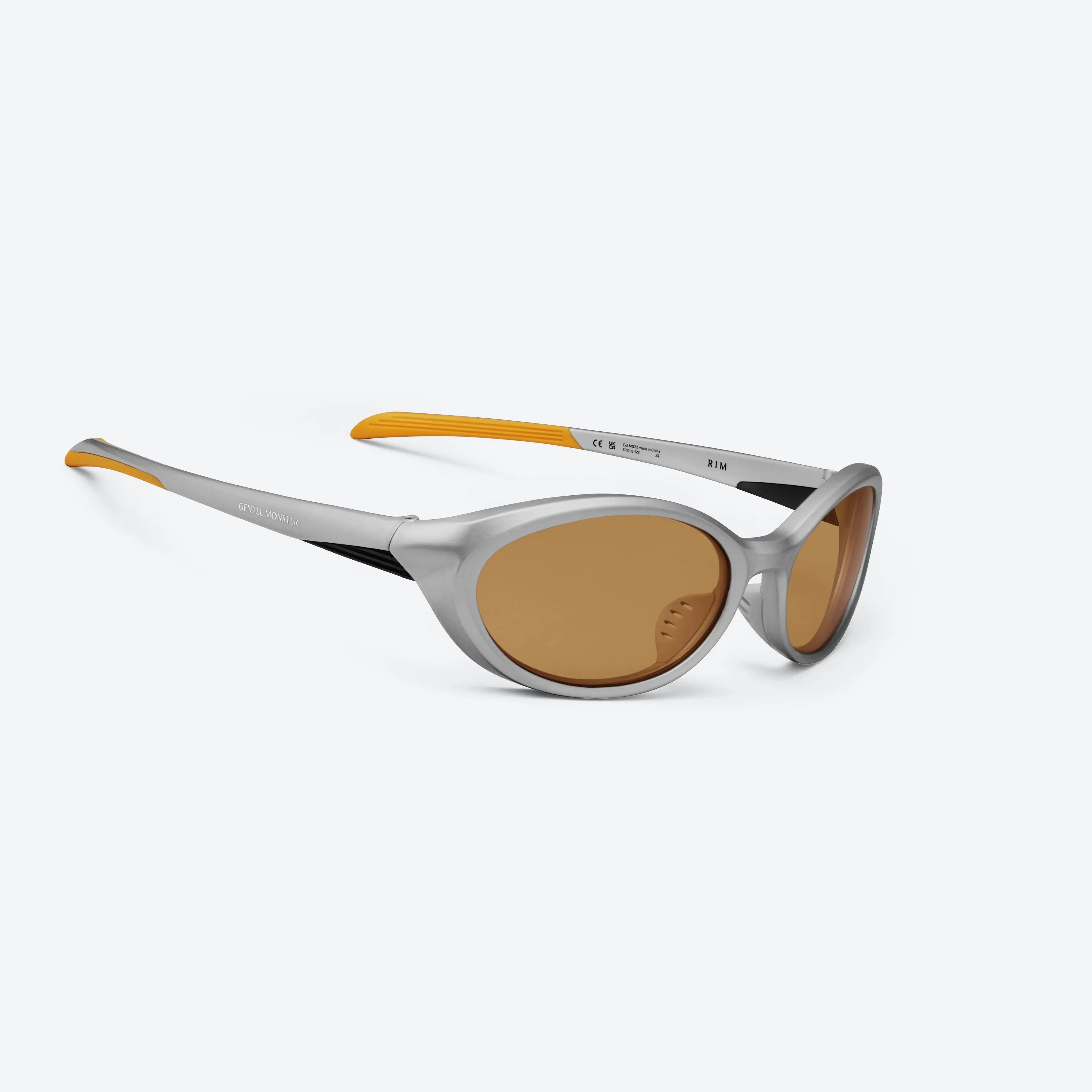 Lunettes de Soleil Homme Wraparound Gris/Brun - Gentle Monster Rim MG22 by Skyler Eyes